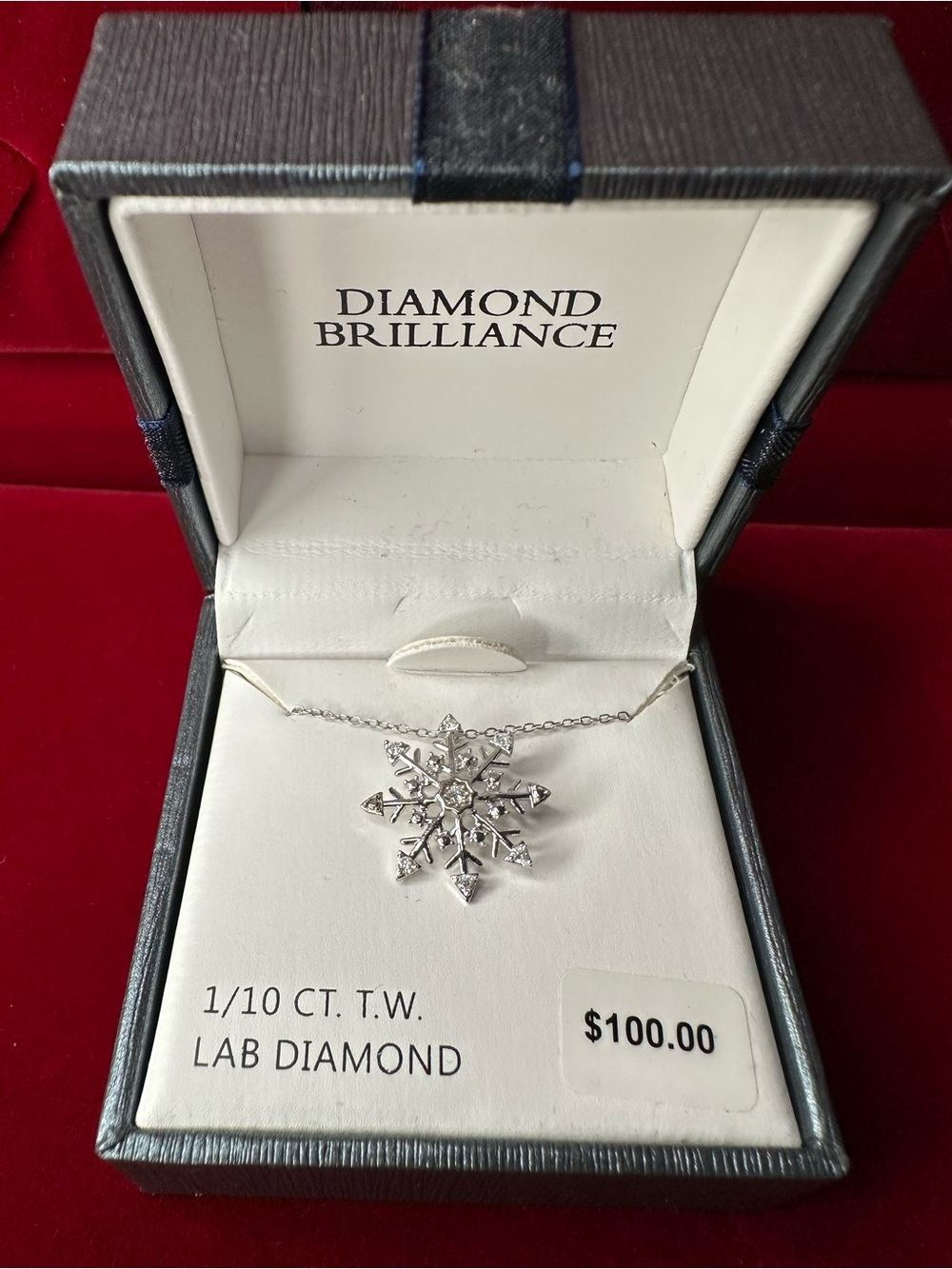 Diamond Brilliance 1/10 CT TW Lab Diamond Sterling Silver Snowflake Necklace